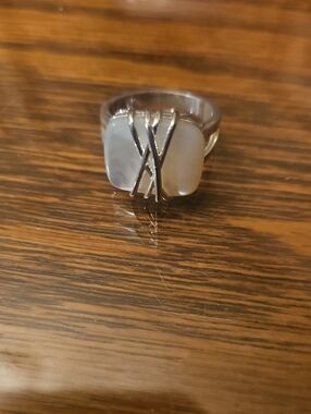 Silver Mother-of-Pearl Accent Ring - White